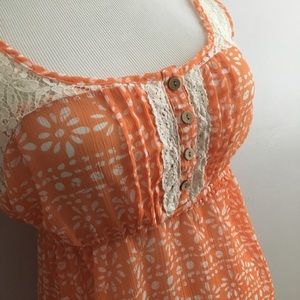 Maurices sheer tank top orange white size L
